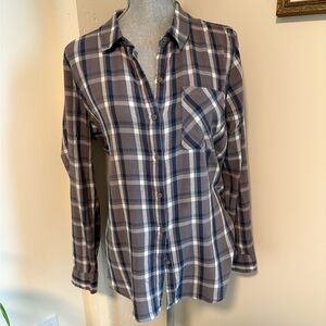Lucky Brand Blue and Brown Plaid Shirt